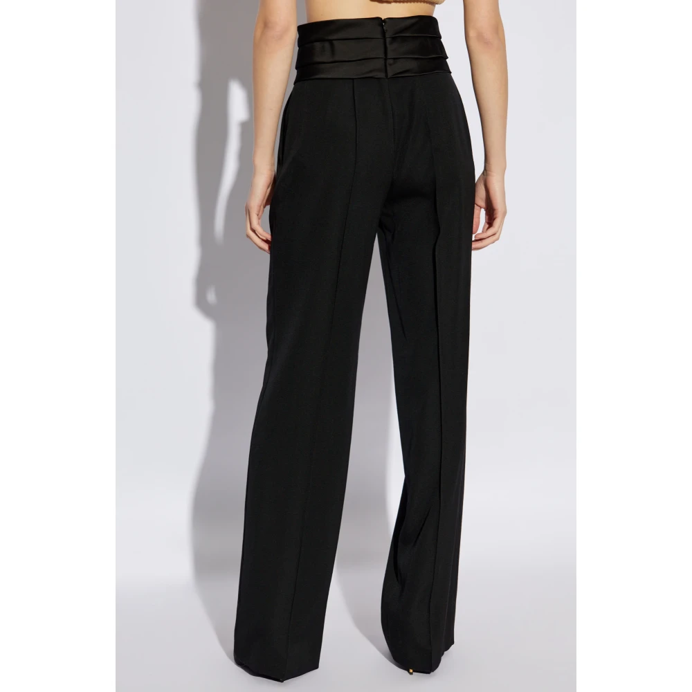 Balmain Wollen broek met beenstiksels Black Dames