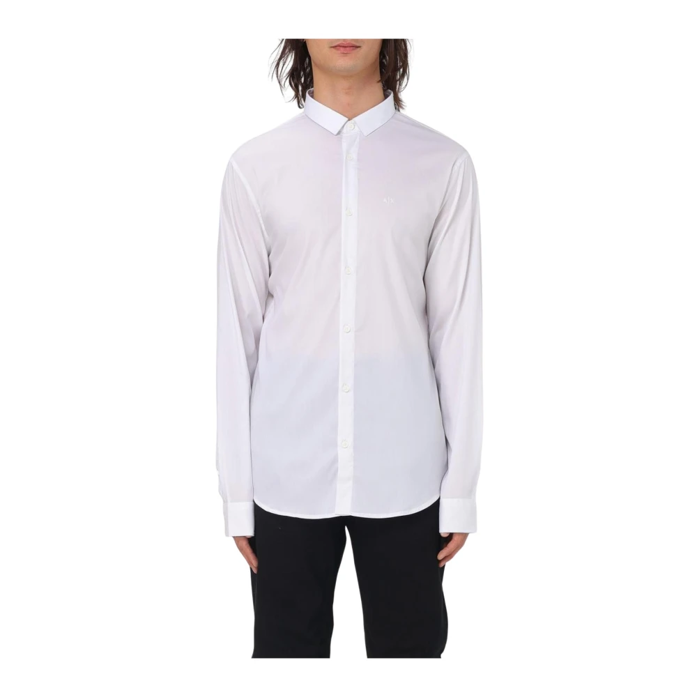 Armani Exchange Men's White Formal Shirts,, Navy Cotton Shirt Stylish Design Large