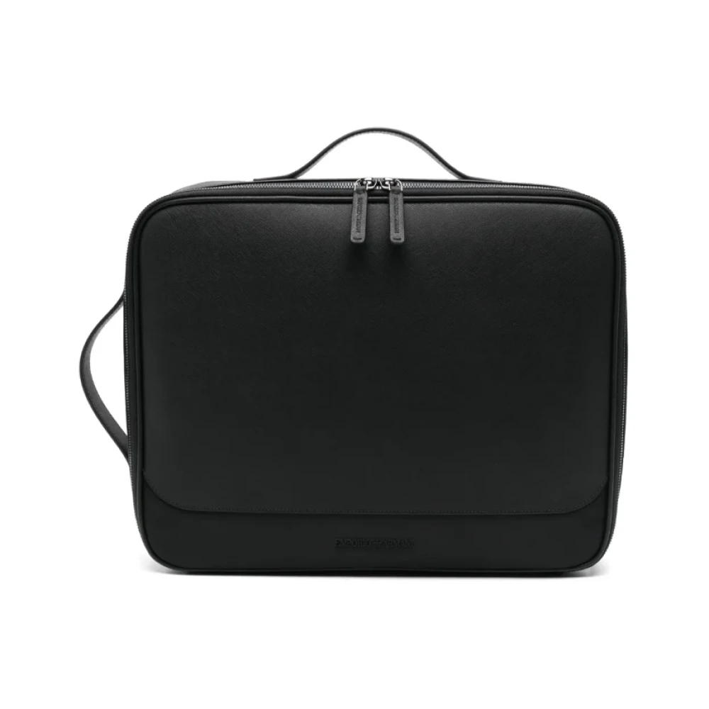 Emporio Armani Men's Black Laptop Bag With Embossed Logo