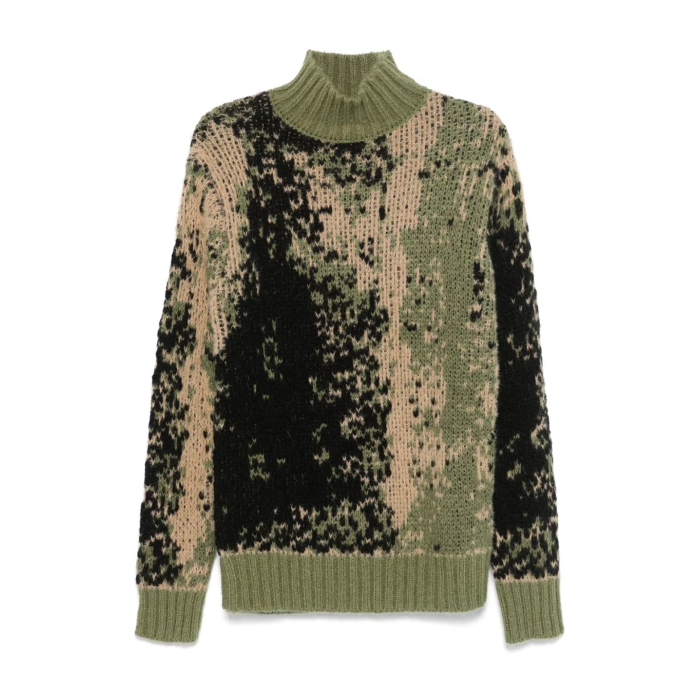 Dondup Intarsia Gebreide Mock Neck Sweater Multicolor Heren