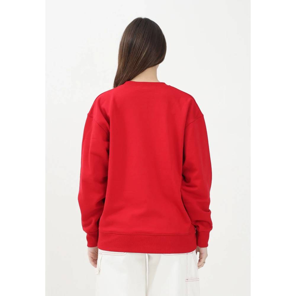 Dsquared2 Rode Crewneck Sweater met Wit Logo Red Dames