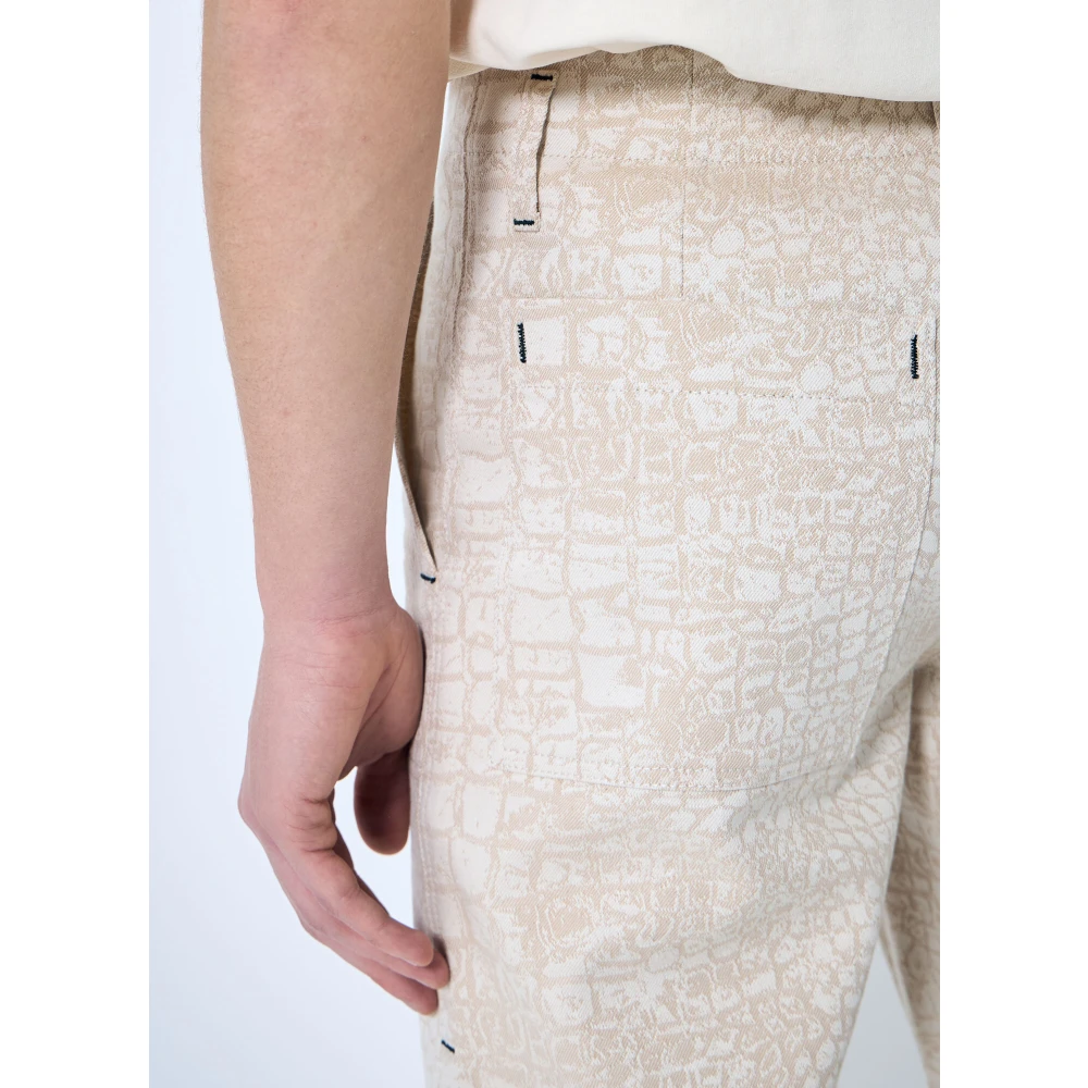 Jacquemus Katoenen Krokodil-geëmbosseerde Straight-Leg Broek Beige Heren