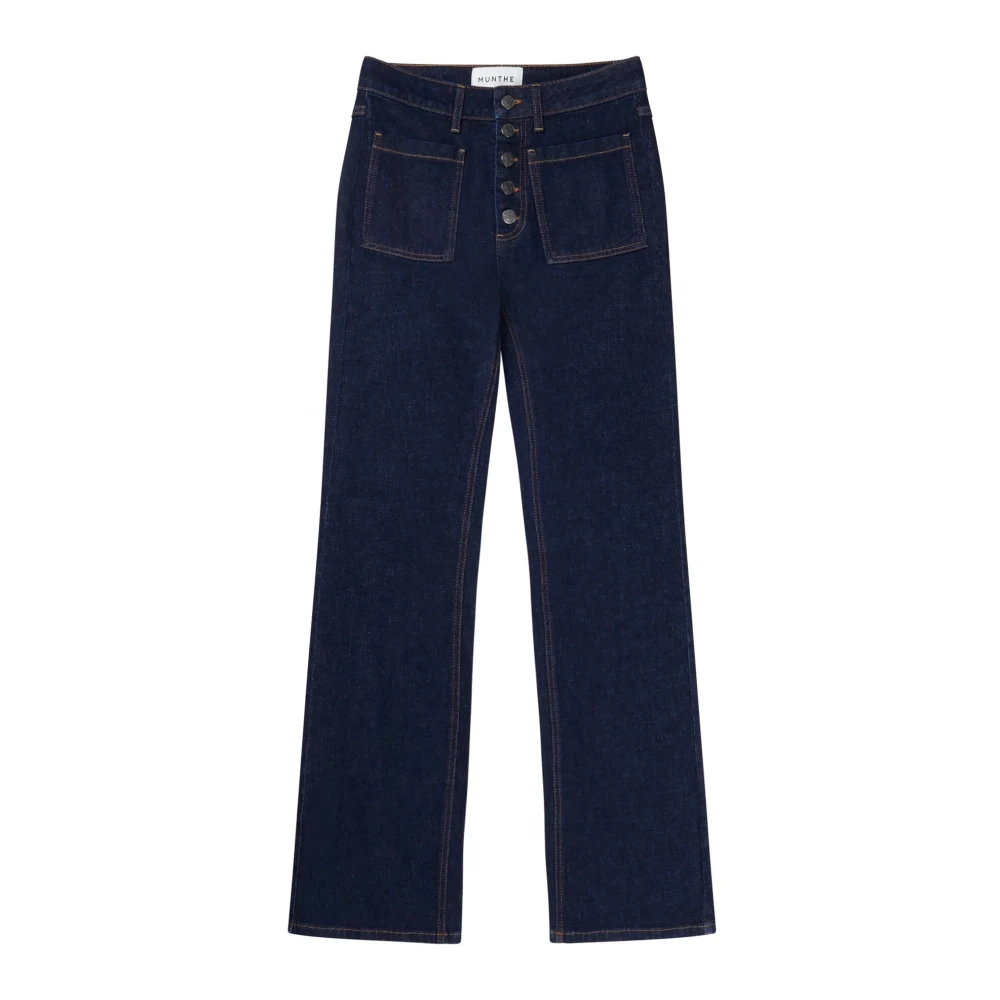 Munthe Hoge Taille Jeans met Oversize Zakken Blue Dames