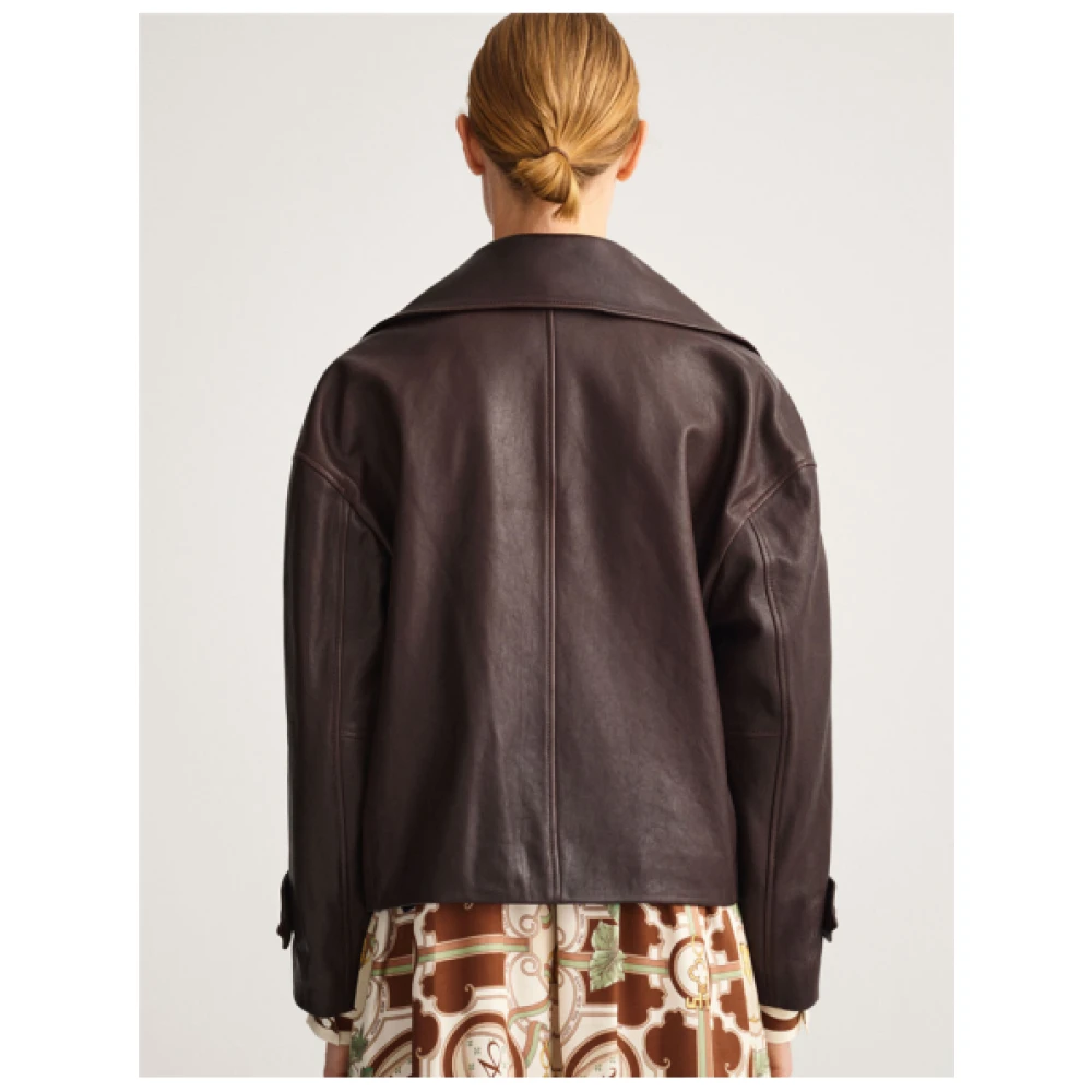 Gant Oversized Leren Jas Brown Dames