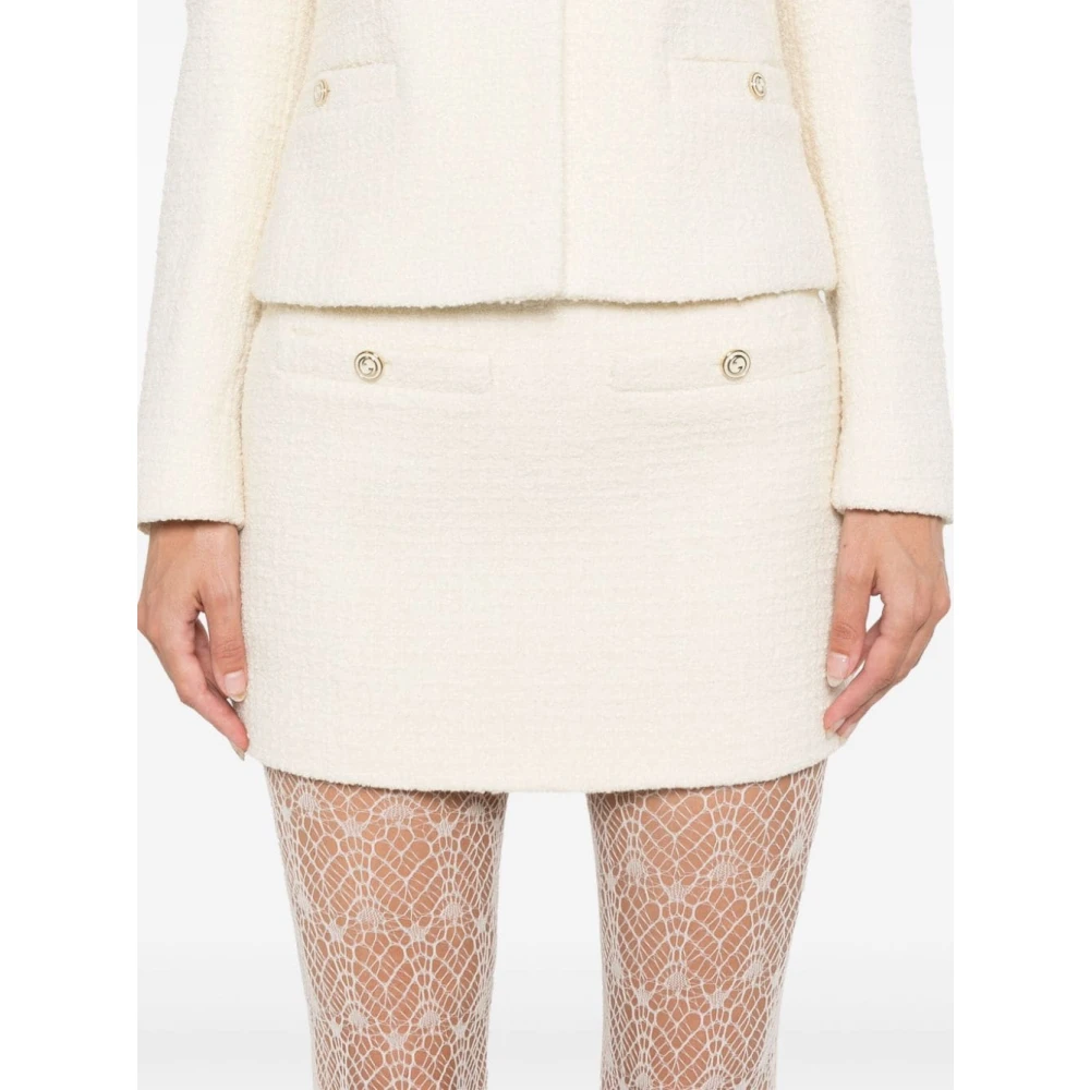Gucci Damier Bouclé Tweed Mini Rok White Dames
