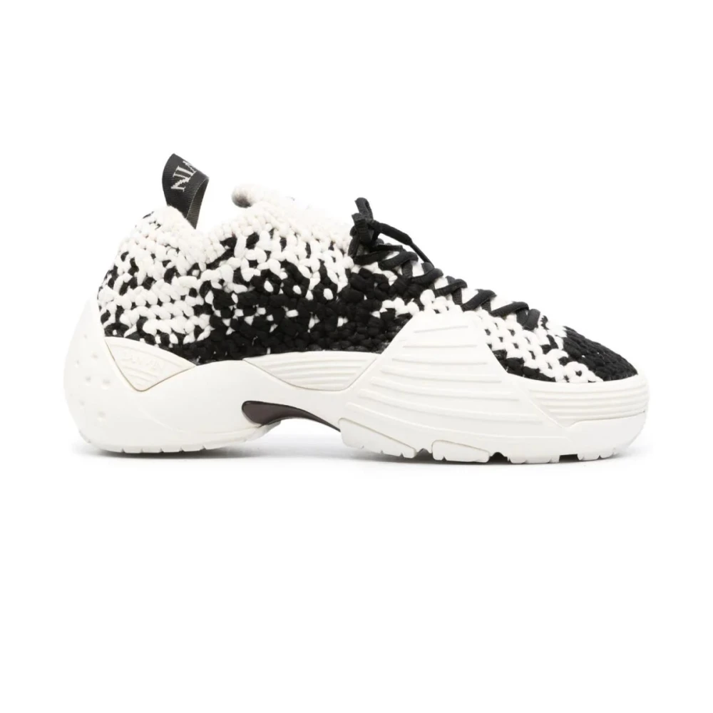 Lanvin Flash-X Crochet-Knit Lace-Up Sneakers Dames Schoenen Zwart