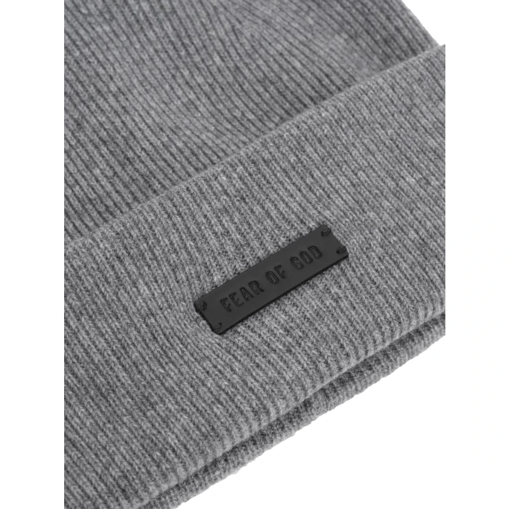 Fear Of God Kasjmier Beanie Flanel Gebreid Logopatch Gray Heren