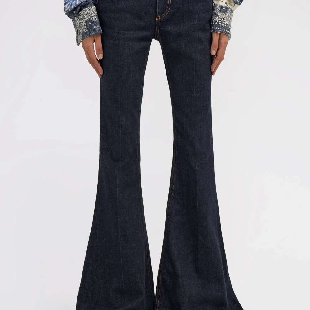 Roberto Cavalli Flared Jeans Rits Knoopsluiting Zakken Blue Dames