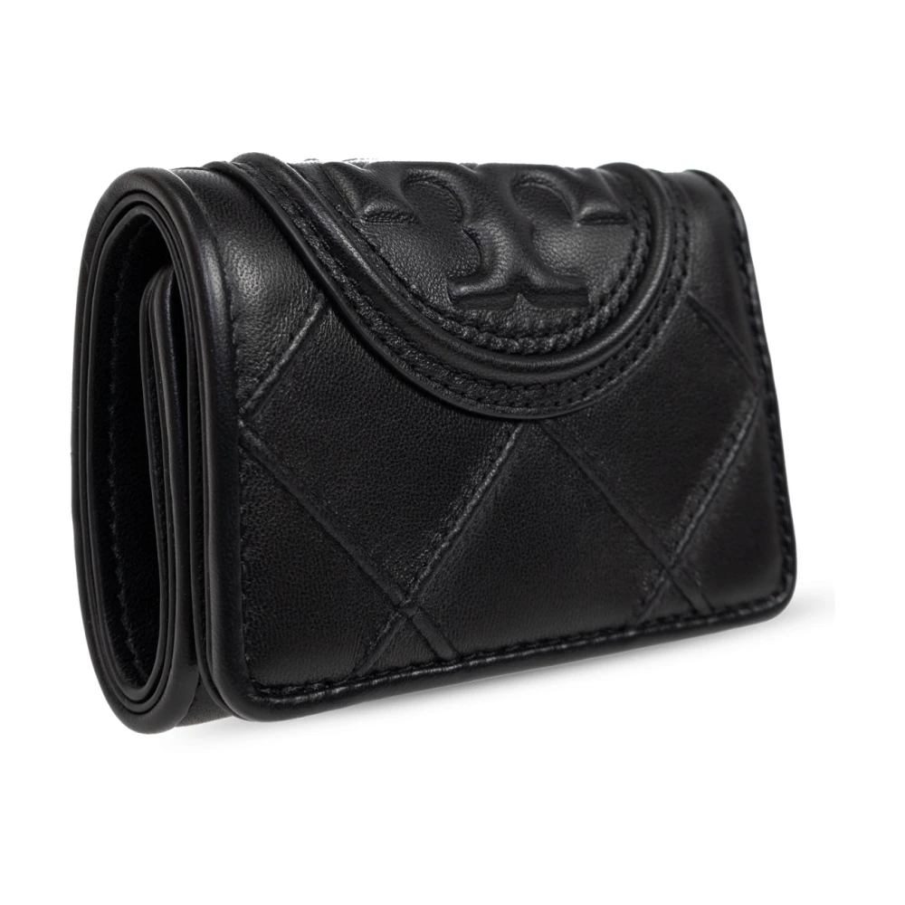TORY BURCH Leren portemonnee met logo Black Dames