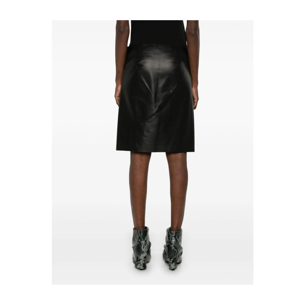 The Attico Zwarte Leren Rok Elegante Stijl Black Dames