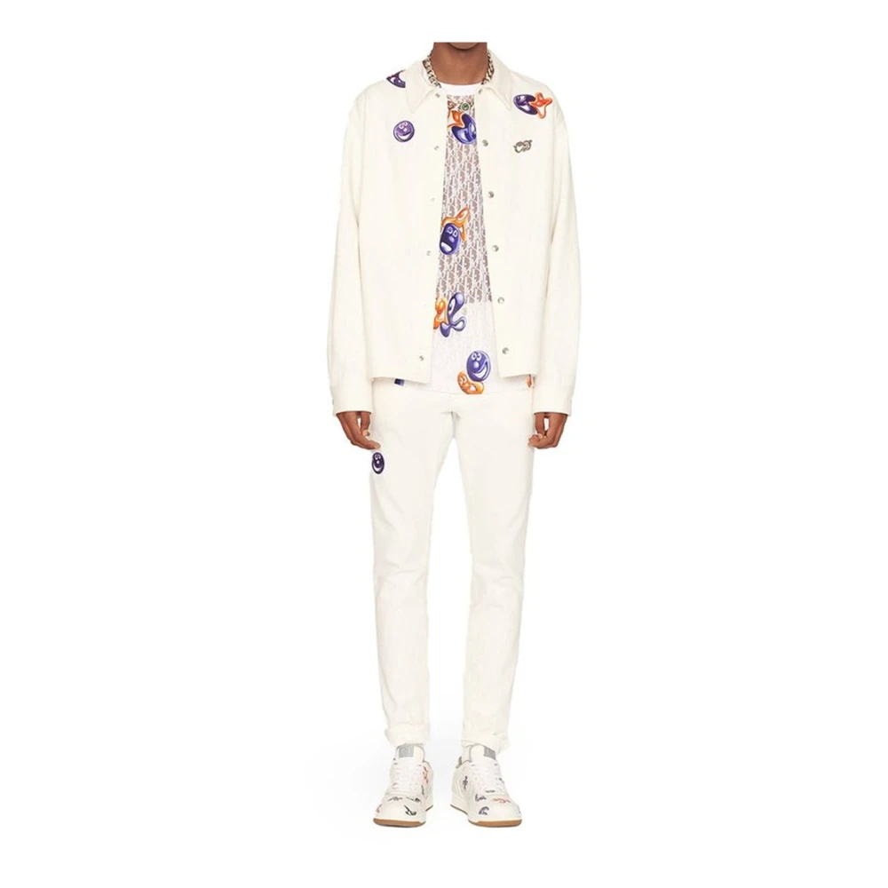 Dior Stijlvolle Patches Jeans Upgrade Collectie White Heren