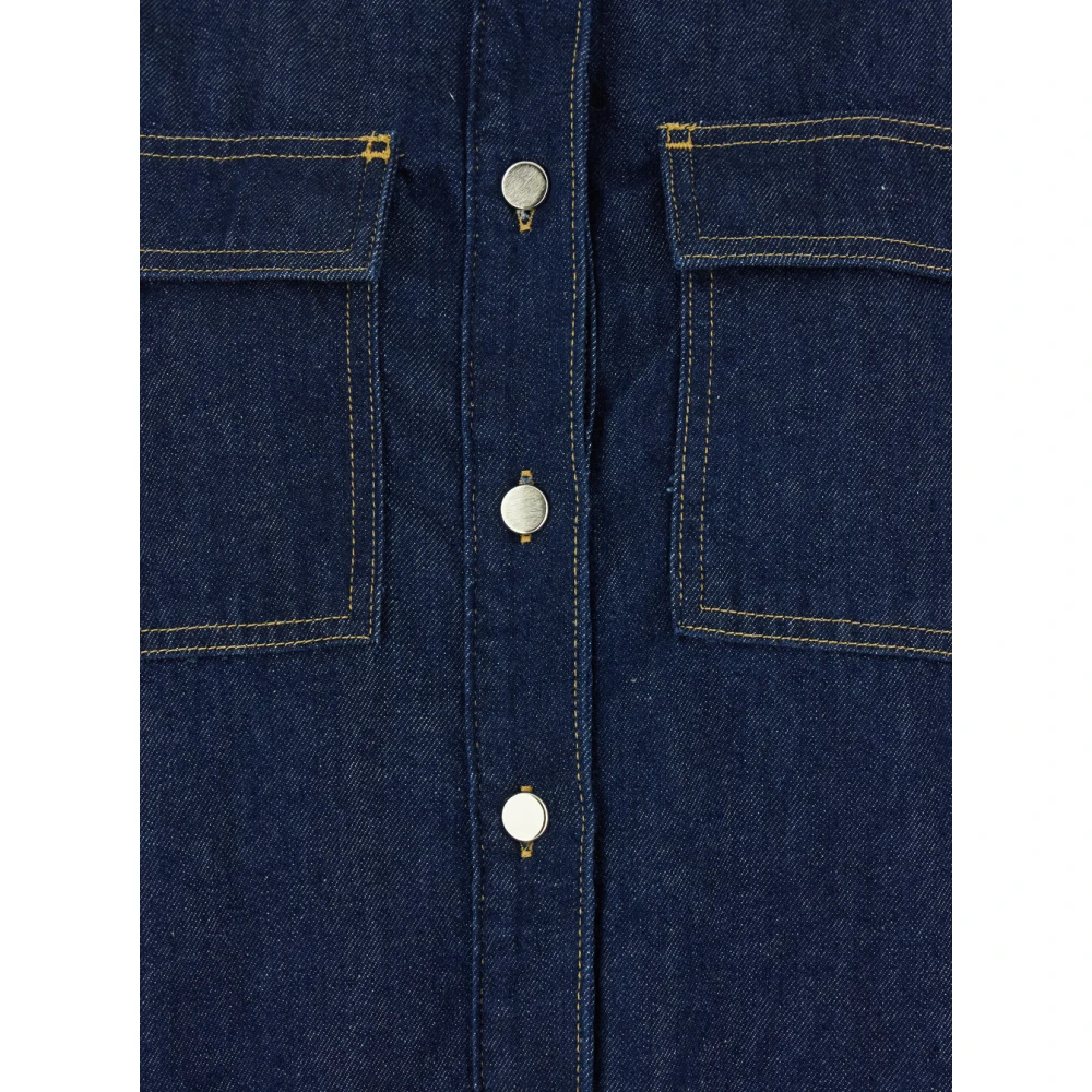 Frame Blauwe Oversized Trapunto Shirt met Klassieke Kraag Blue Dames