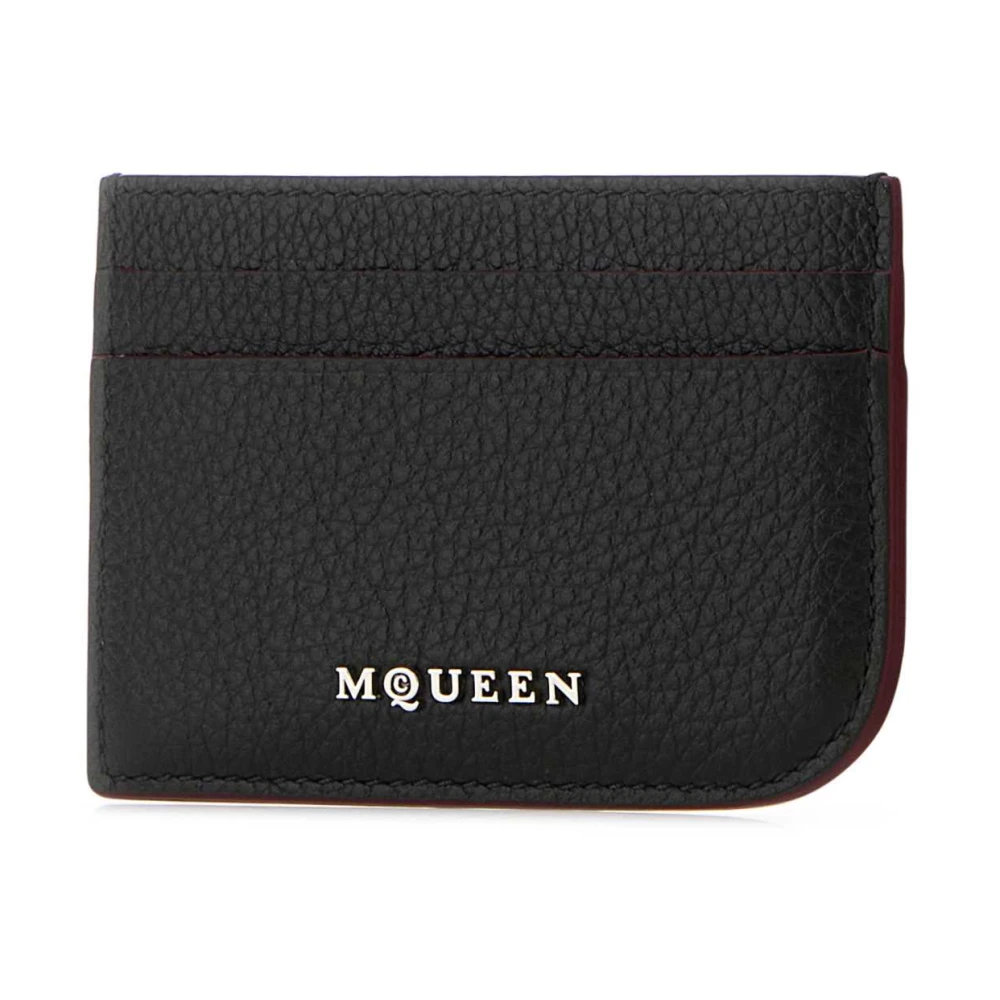 alexander mcqueen Stijlvolle Zwarte Leren Kaarthouder Black Heren