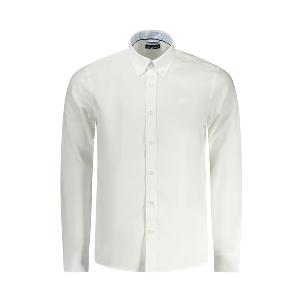 North Sails Men's White Embroidered Cotton Shirt With Contrast Cuffs