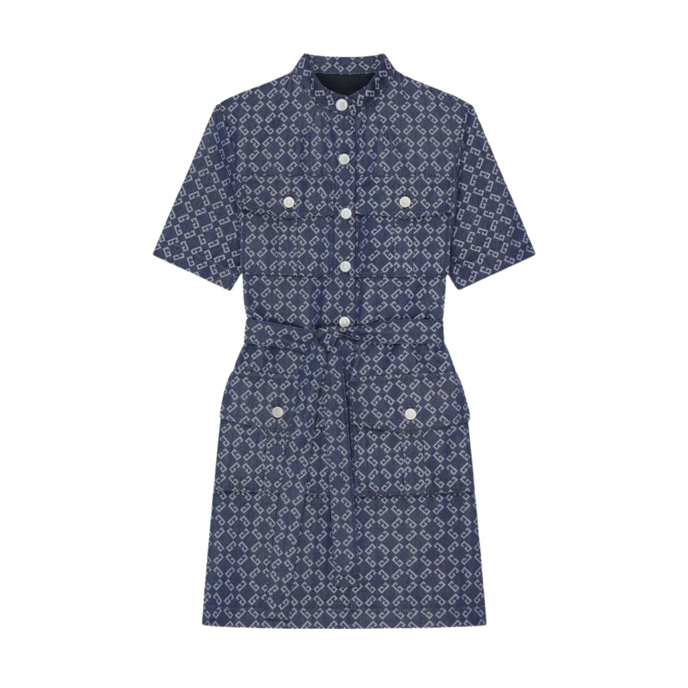 Givenchy Women's Blue Shirt Dresses, S, Logo Denim Mini Dress
