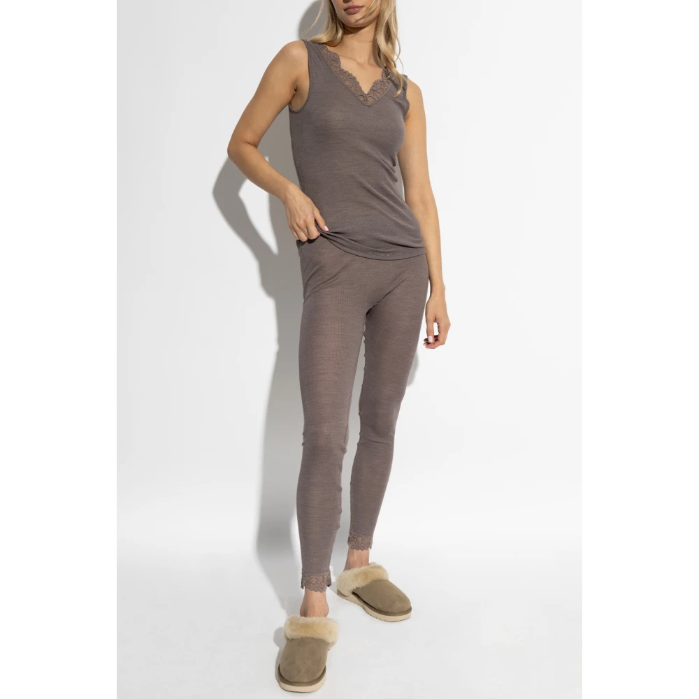 Hanro Geribbelde Broek Brown Dames