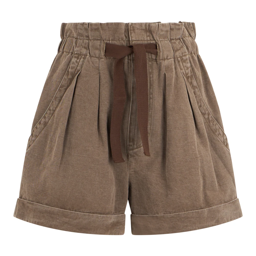 Isabel Marant Women's Beige Shorts In Cotton And Linen Blend