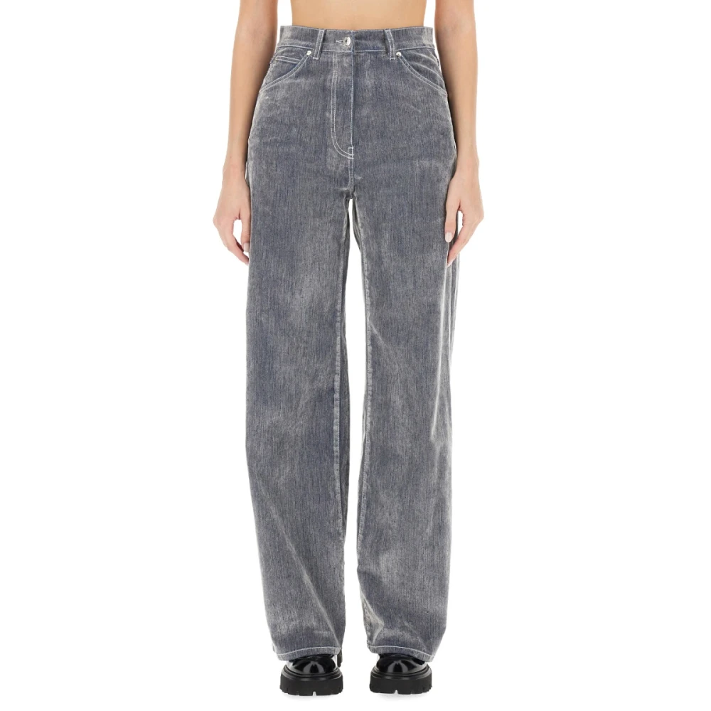 Msgm Wijde Denim Broek Gray Dames