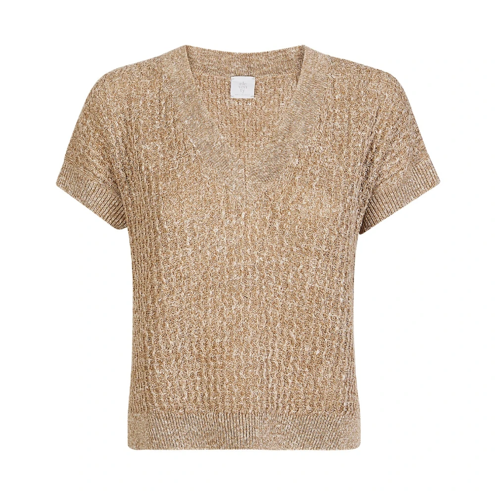Eleventy Women's Yellow Maglia Smanicata Scollo V - V-Neck Knitwear - M - Knitwear