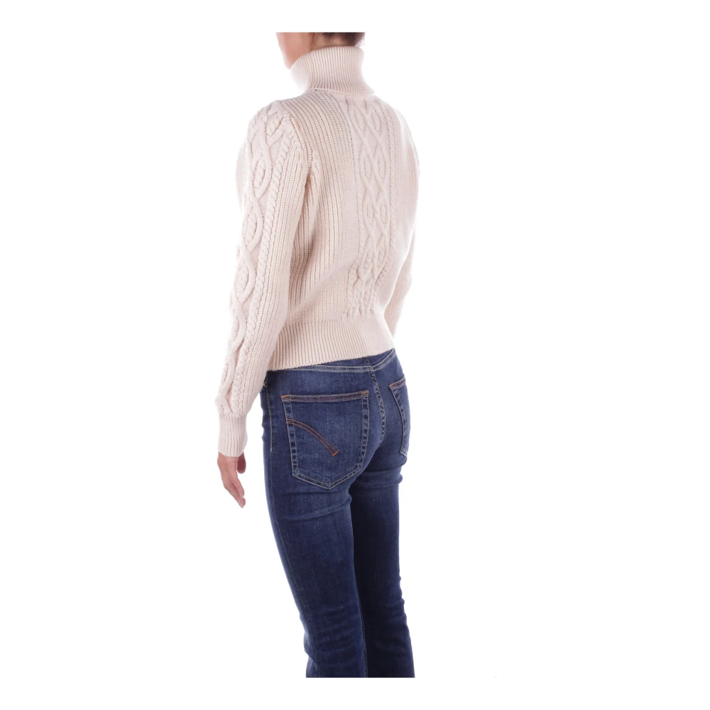 Elisabetta Franchi Trui met hoge hals en geborduurde details Beige Dames
