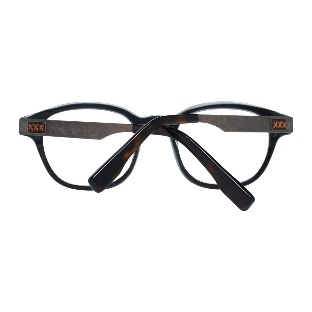 Ermenegildo Zegna Zwarte Hoorn Ronde Optische Brillen Black Heren