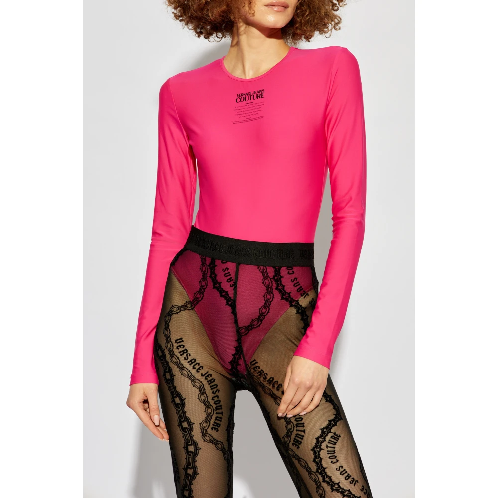 Versace Jeans Couture Bodysuit met logo Pink Dames