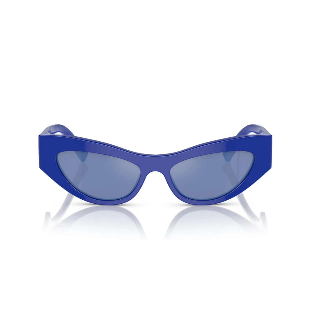 Blå Cat-Eye Solbriller med Sølv Speilende Linser