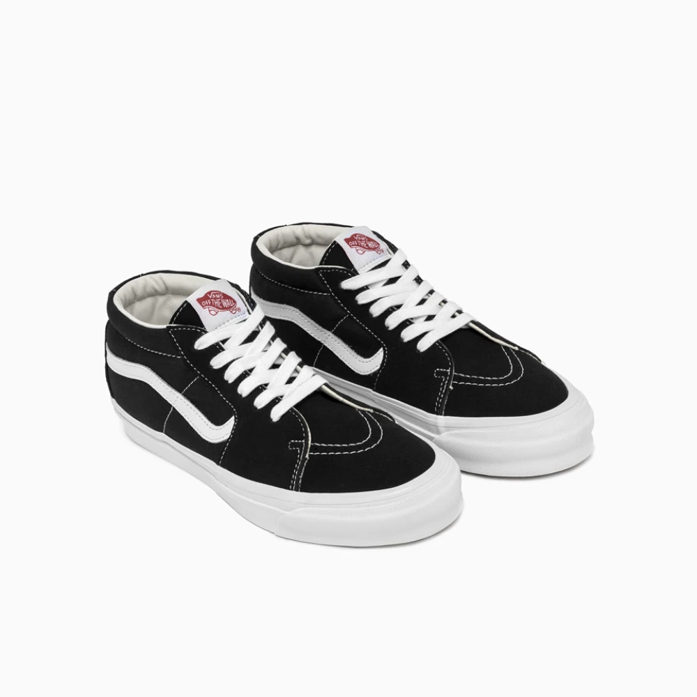 Vans Canvas Sneakers met Suède Details Black Heren