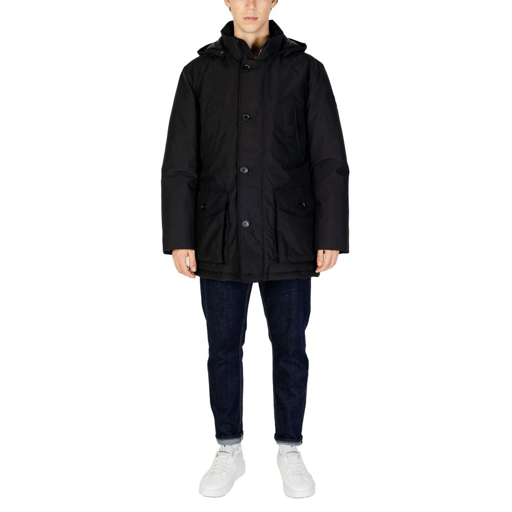 Hugo Boss Zwarte Polyester Jas Herfst Winter Collectie Black Heren