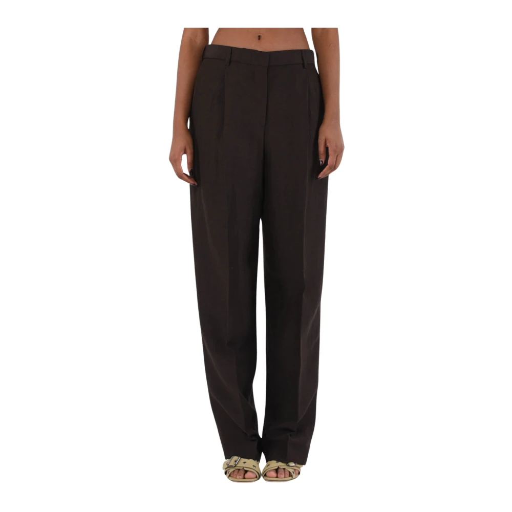 Msgm Wide Trousers Brown Dames