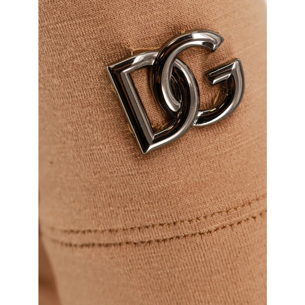 Dolce & Gabbana Beige Coltrui Jurk met Metalen Monogram Beige Dames