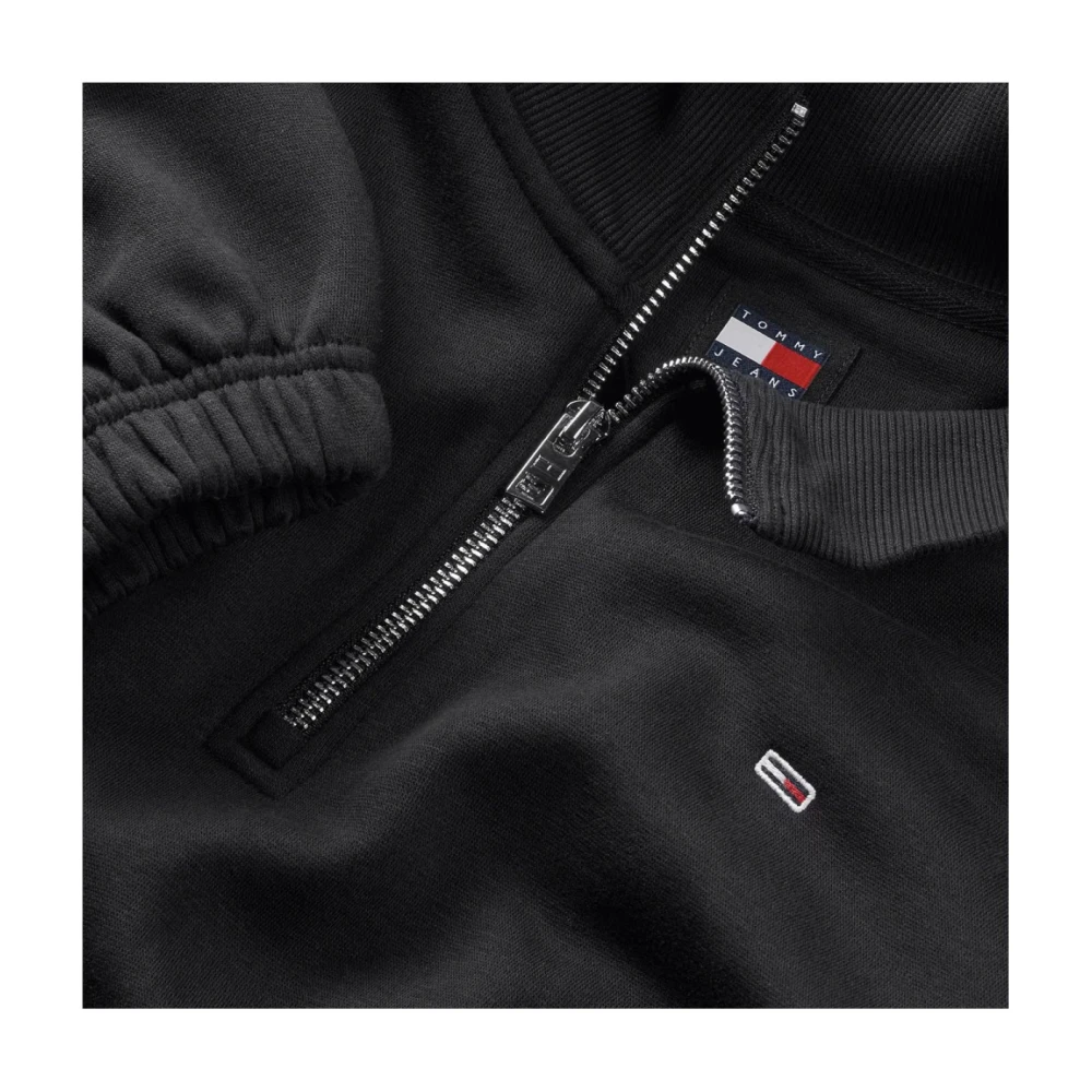 Tommy Jeans Zwarte rits katoenen sweatshirt Black Heren