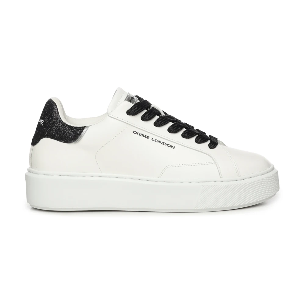 Crime London Witte Leren Sneakers met Extra Licht Zool