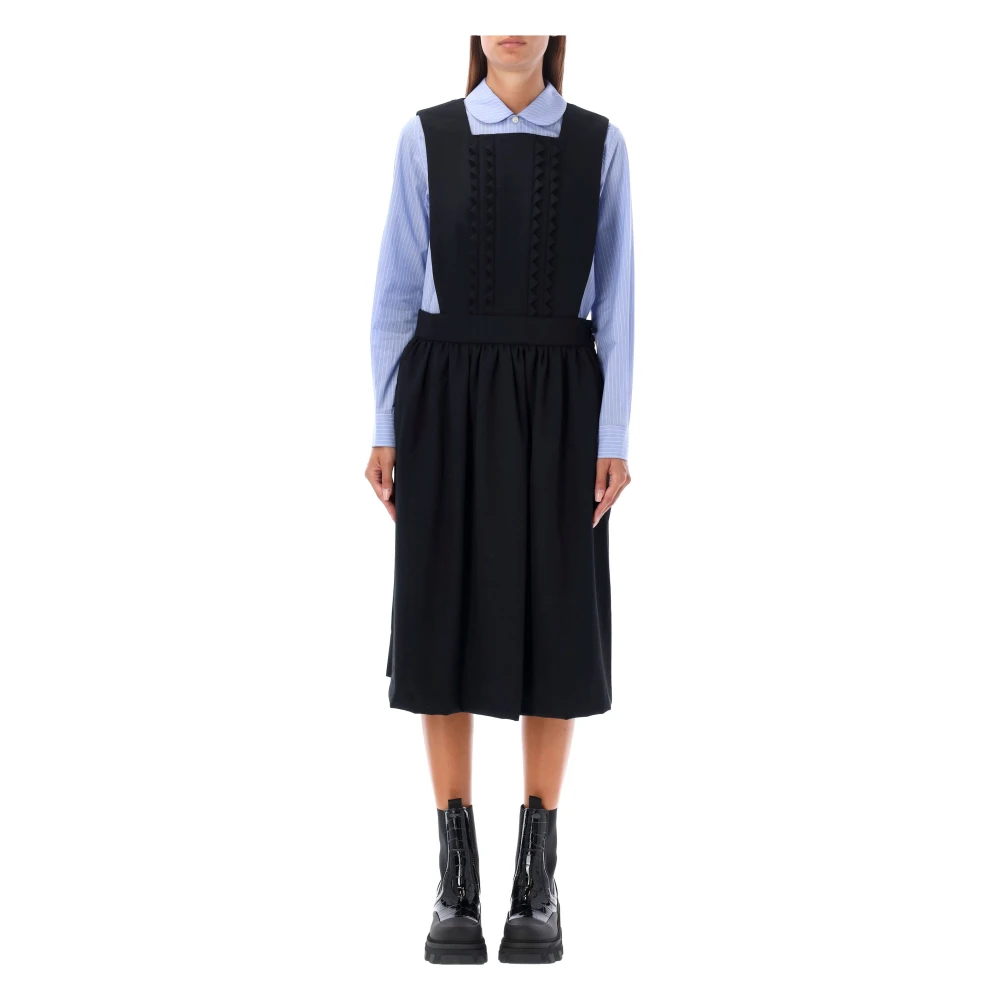 Comme des Garçons Zwarte Midi Jurk met Vierkante Halslijn Black Dames