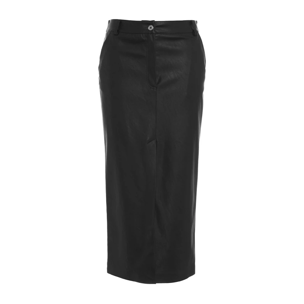 Pinko Faux Leren Midi Rok Italië Black Dames