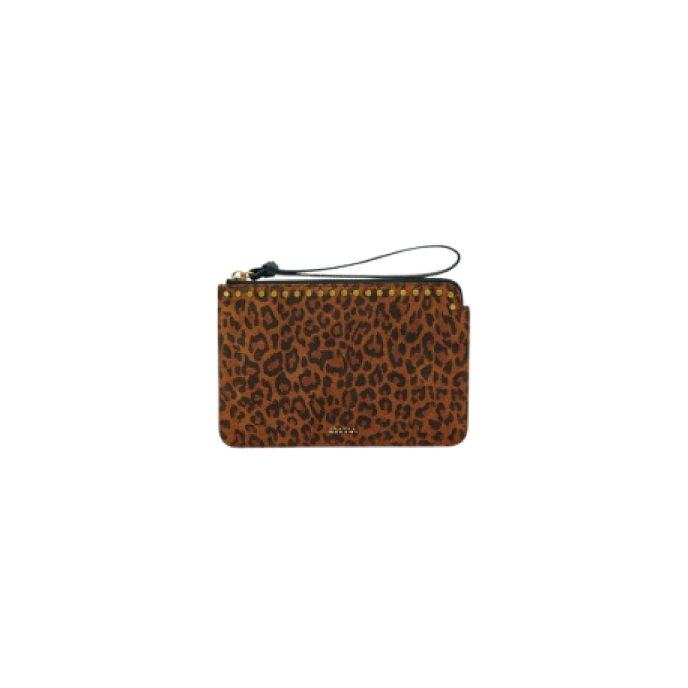 Isabel Marant Women's Brown Leopard Print Suede Pouch - Clutches - One Size - Bags