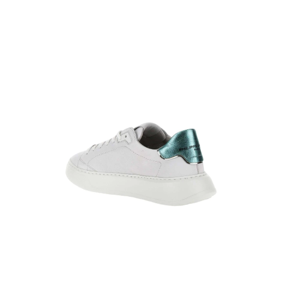 Philippe Model Metallic Wit Blauw Leren Sneakers Ss23 White Dames