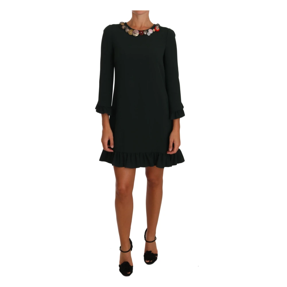 Dolce & Gabbana Women's Green Crystal Embellished A-Line Dress
