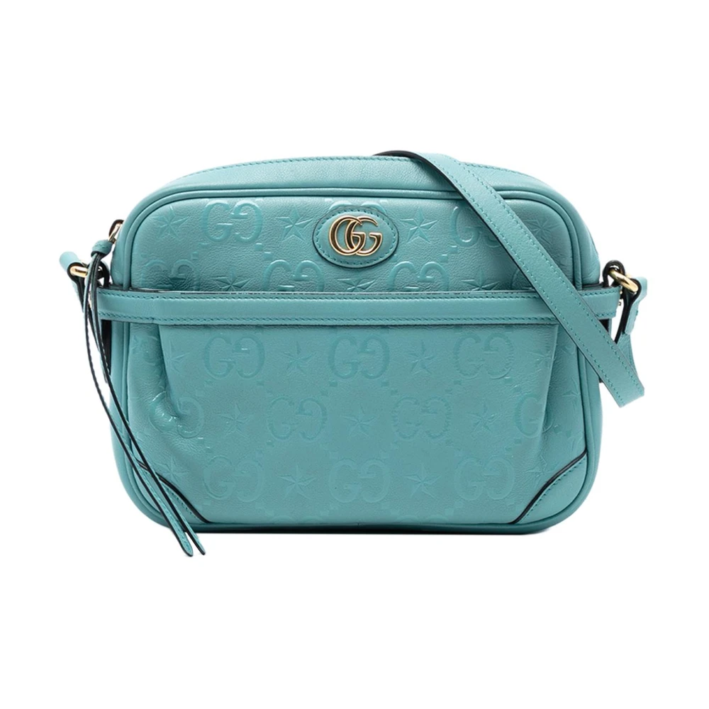Gucci Vintage Women's Blue Vintage Cross Body Bags, One Size, Pre-Owned Embossed Leather Camera Bag