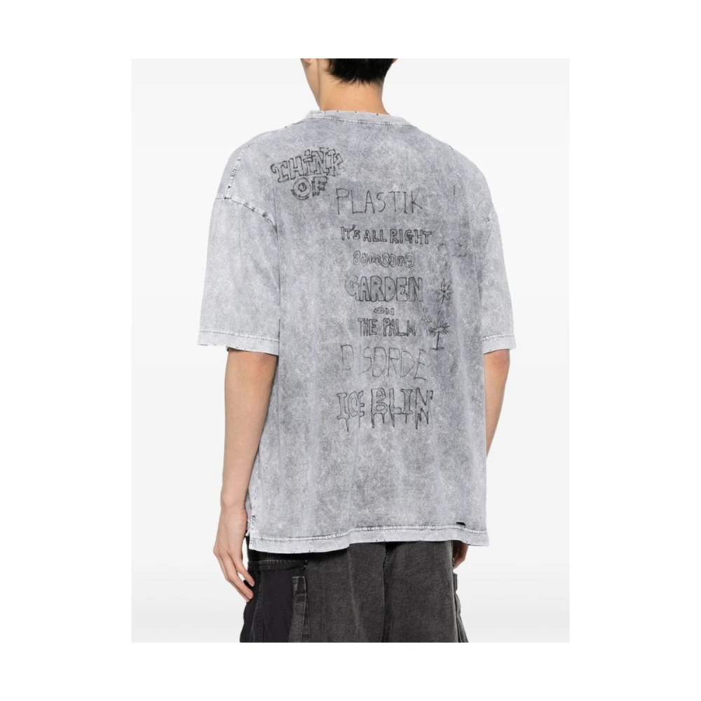 Mihara Yasuhiro Grafische Print Katoenen T-shirt Grijs Multicolor Gray Heren