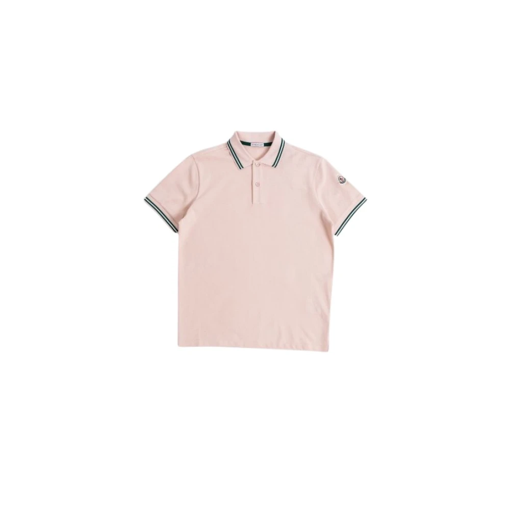 Moncler Roze Groene Polo Shirt Streep Detail Pink Heren