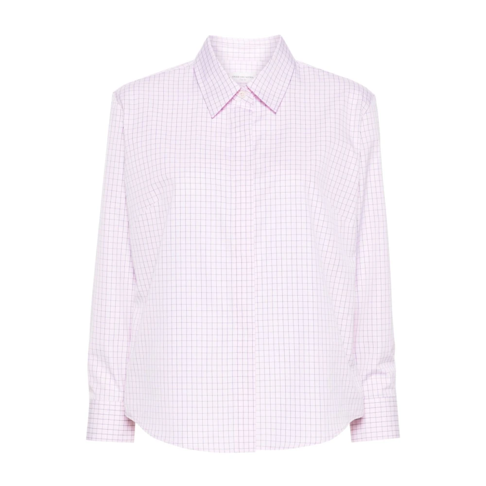 Dries Van Noten Roze Geruit Patroon Overhemd Pink Dames