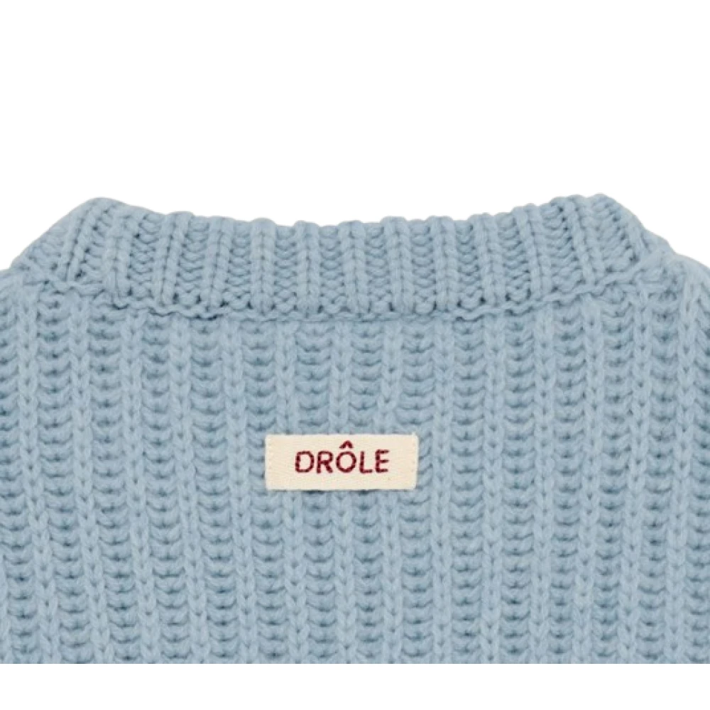 Drole de Monsieur Kabelgebreide Wollen Trui Blue Heren