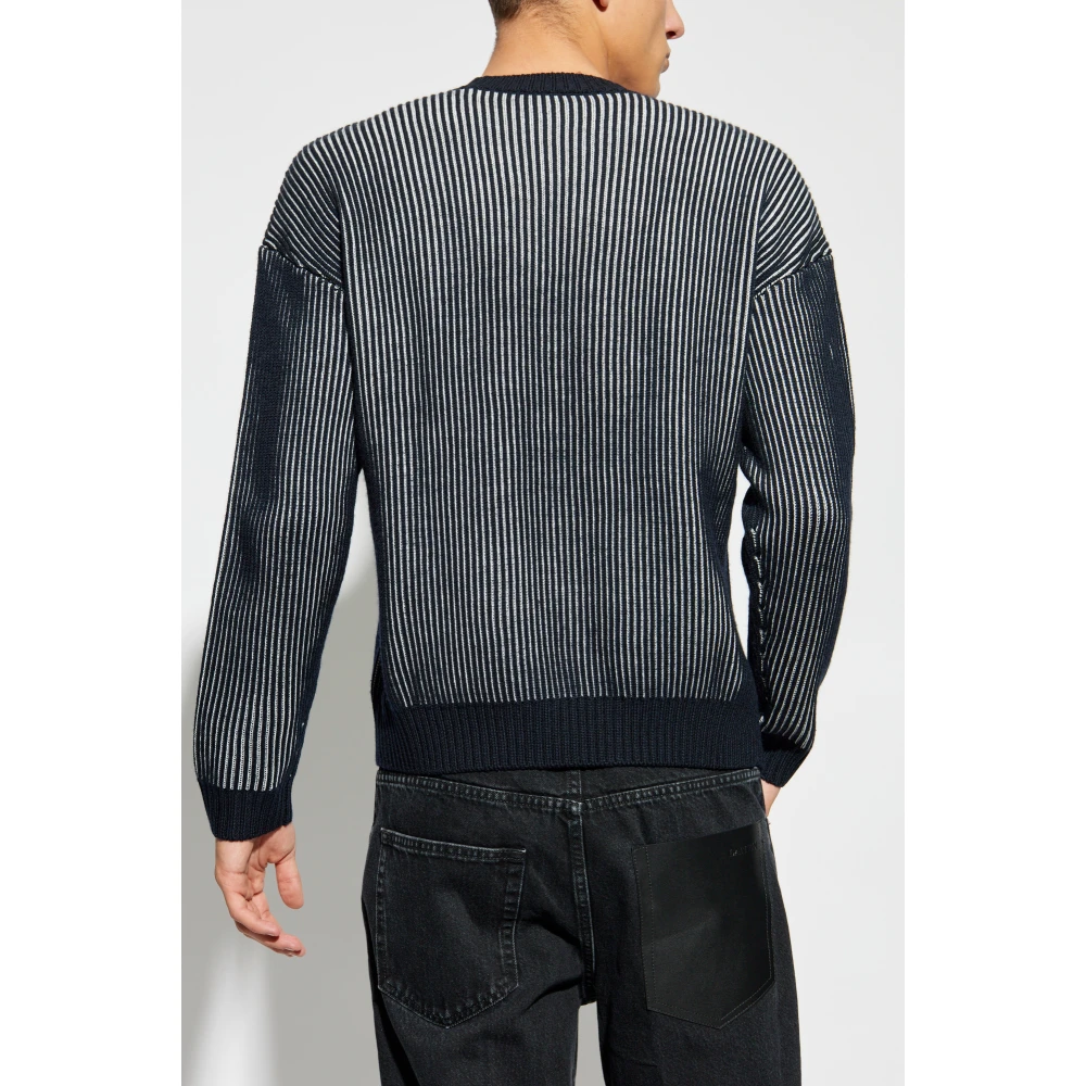 Emporio Armani Gestreepte trui Black Heren