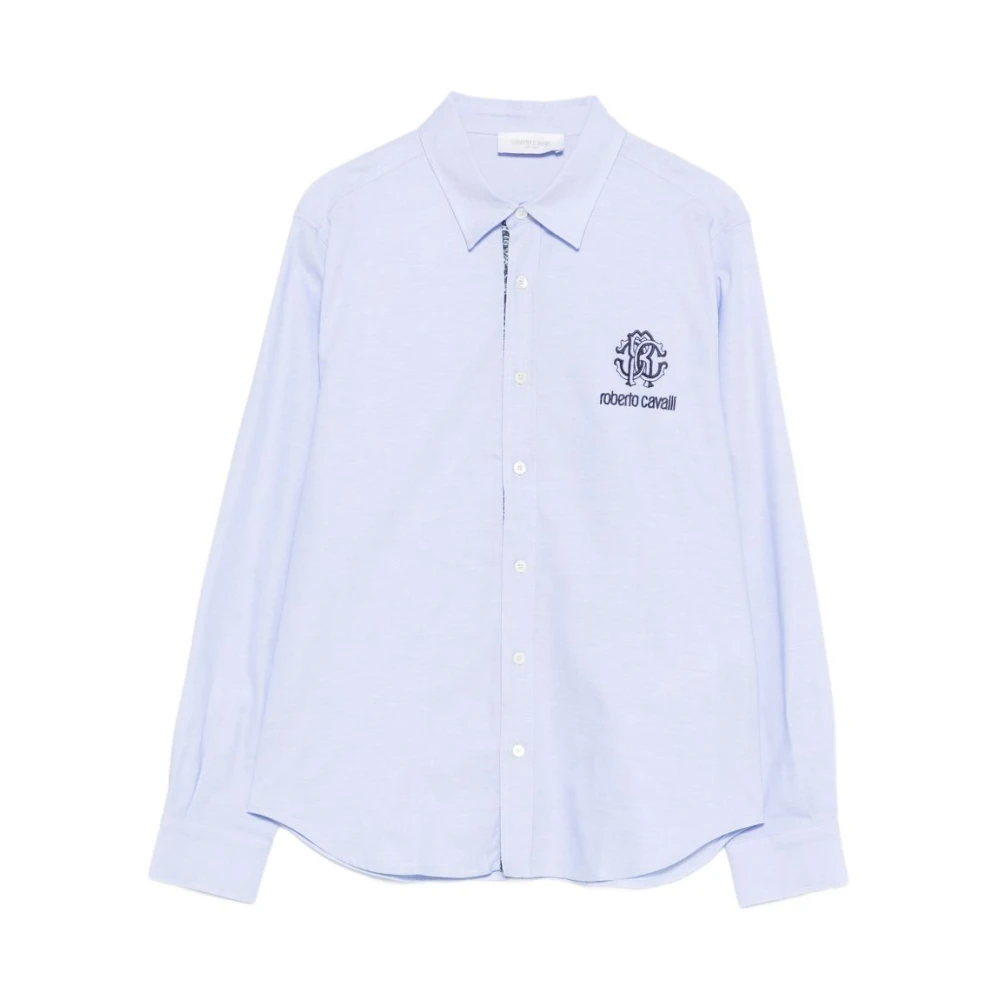 Roberto Cavalli Logo-Embroidered Shirt - Unisex - Kids Shirts - Blue - 8 Y - Kids