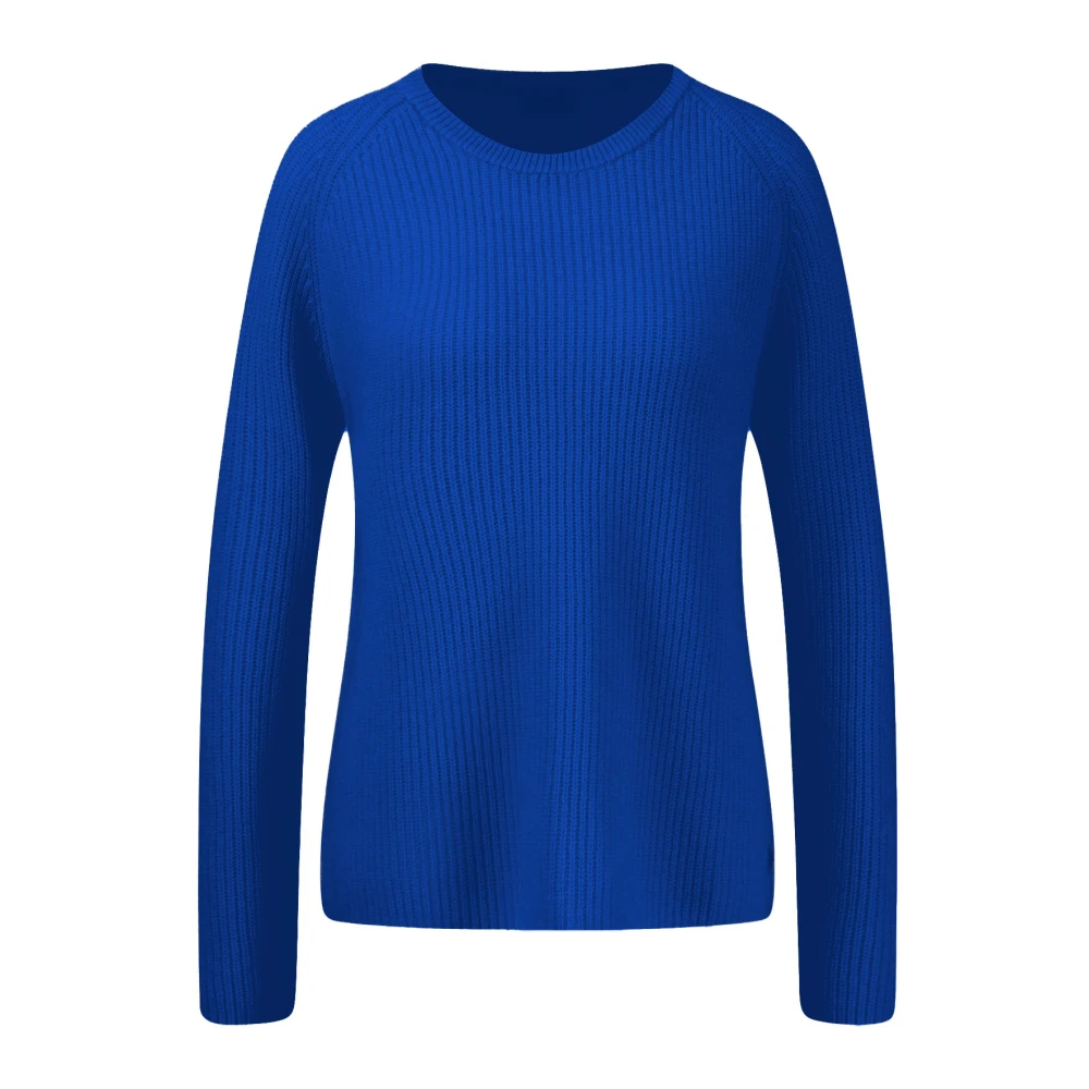 FYNCH-HATTON Kasjmier Rib Crewneck Trui Blue Dames