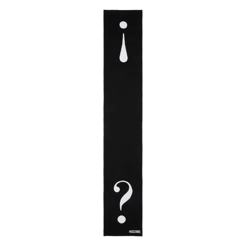 Moschino Abstracte Wollen Sjaal met Logo Black Dames