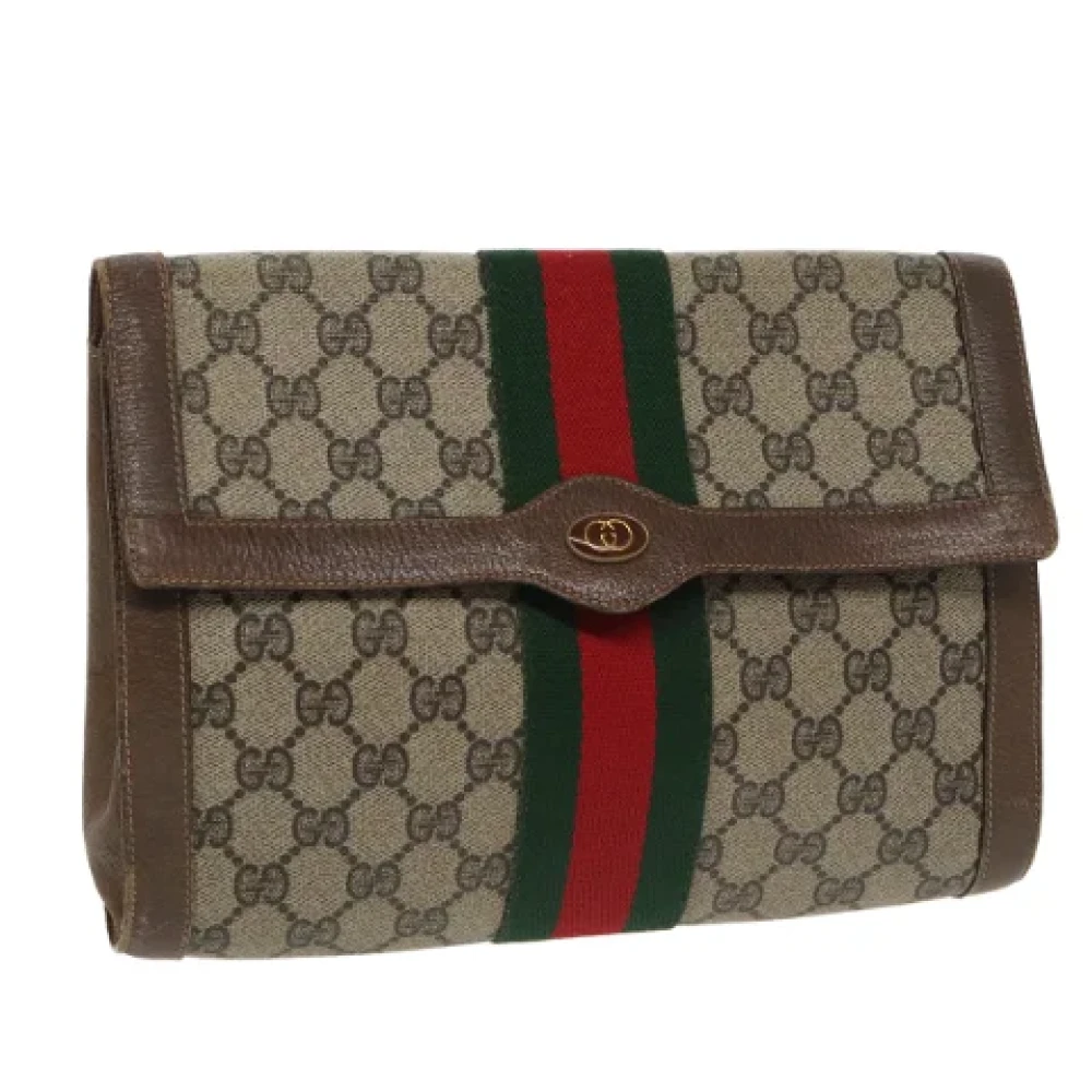 Gucci Vintage Pre-owned Leather clutches Beige Dames