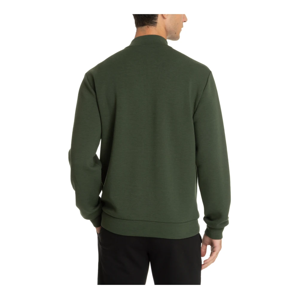 Emporio Armani EA7 Effen Sweatshirt met Rits en Logo Green Heren