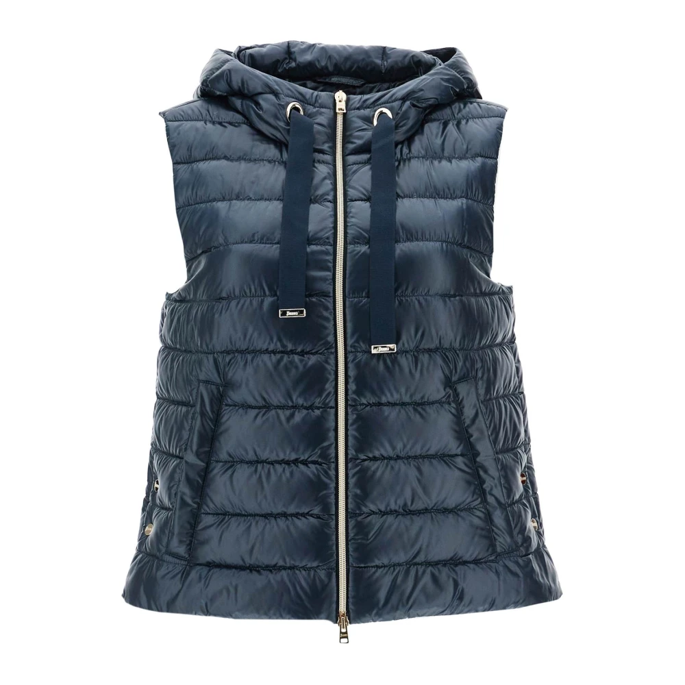 Herno Donkerblauwe Polyamide Gilet met Capuchon Blue Dames